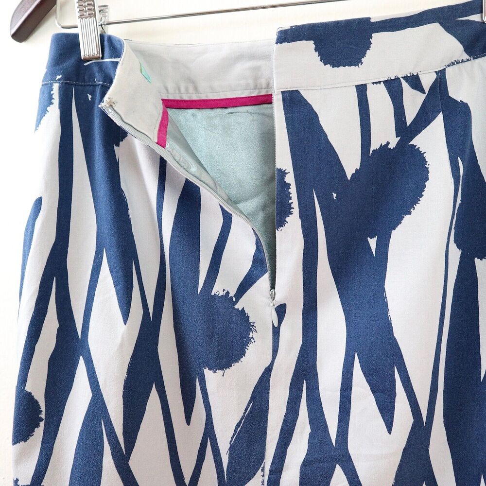 Boden Cotton Sateen Pencil Skirt Dandelion Print Blue Gray Altered* - Picture 5 of 9